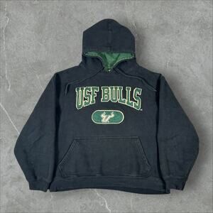 USF University Of South Florida Bulls Sz Medium Black Pullover Hoodie Sweatshirt